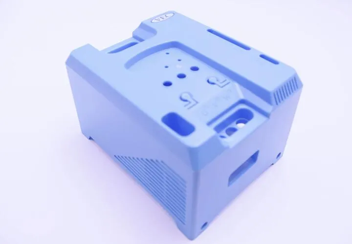 injection molded electronic housing part with silk printed logo